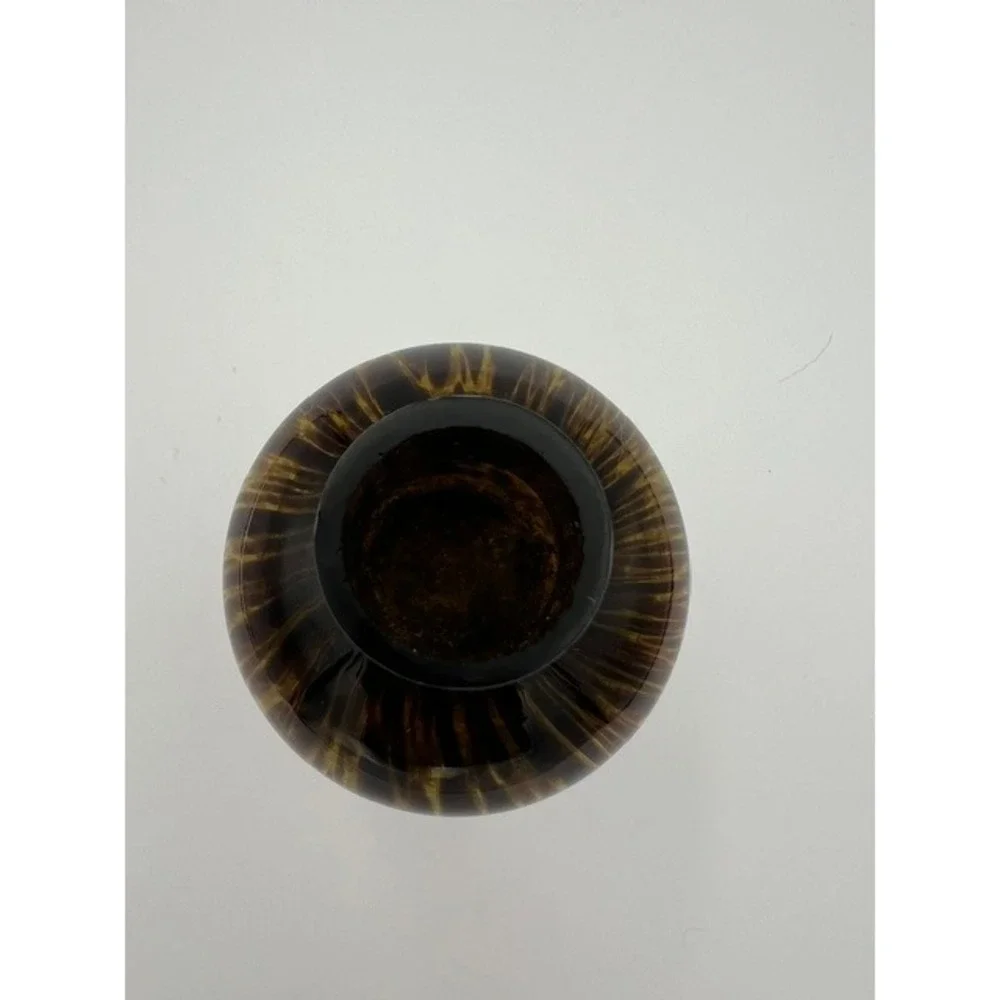 Vintage Tortoiseshell Glass Bud Vase Amber Brown Apothecary Bottle 5.5 Inch